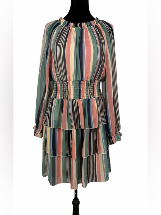 Cato Est 1946 Dresses & Skirts - Cato EST. 1946 Striped Smock Waist Sheer Lined Tiered Dress Multi-Color Size M